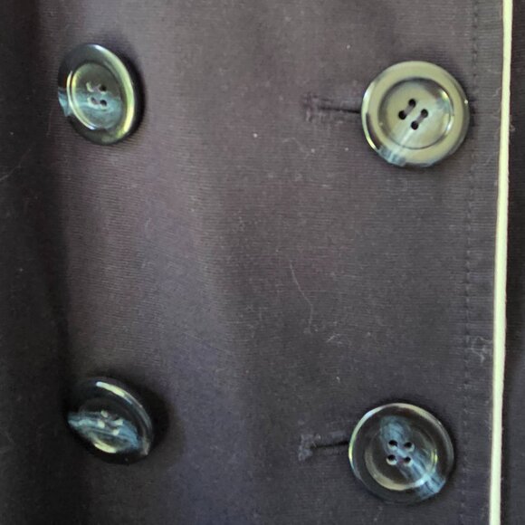 ANN TAYLOR Trench Coat | Large | Navy Blue, Double Breasted, Belt Lined Trim - Picture 8 of 10